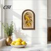 Decorative Wood Wall Plaques Pastoral Tulip Wooden Sign, Tabletop Display Pieces, Bedroom Ornament French Style Arched Pendant for Farmhouse