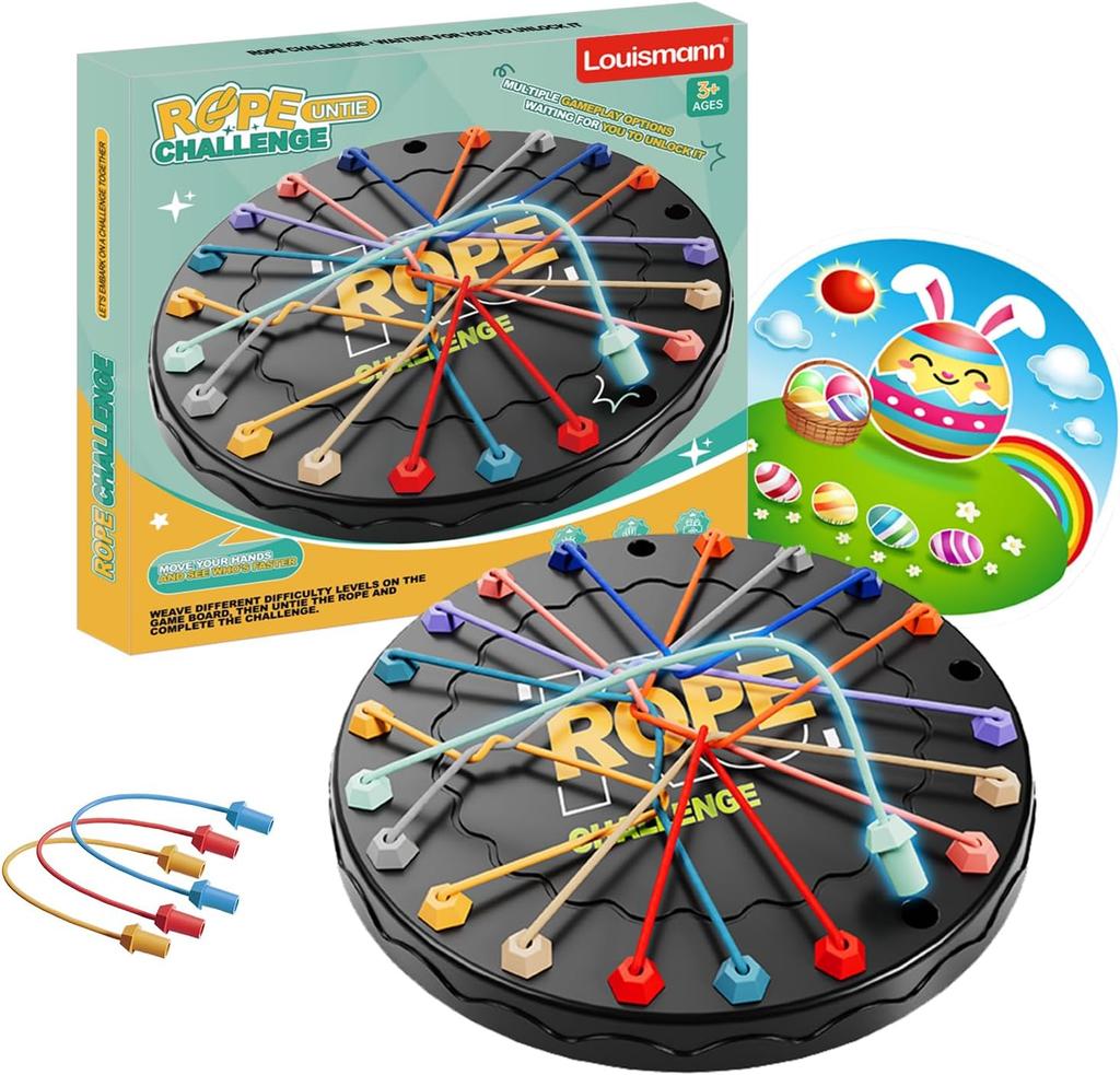 Louismann Brainy Knots Веревочная головоломка-челлендж с логической игрой-стратегией. Логические игры. Узел для детей. Обучающая игра для всей семьи.