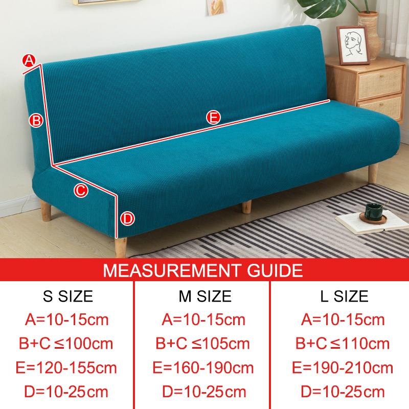 Polar Fleece Fabric Armless Sofa Bed Cover Solid Color Without Armrest Big Elastic Folding Furniture Home Decoration Bench Cover