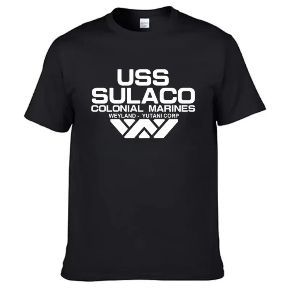 Футболка Alien USS Sulaco Colonial Marines Aliens Off World с коротким рукавом, мужская хлопковая футболка с круглым вырезом