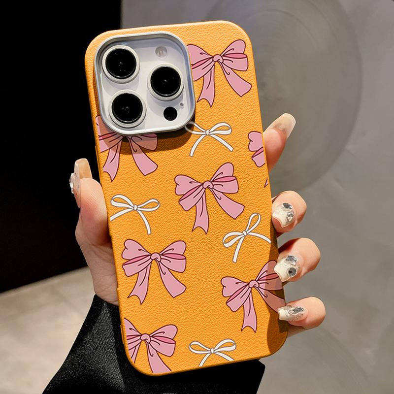 Милый розовый чехол с бантом для iPhone 16 Pro Max Coque для iPhone 15 14 13 Pro Max 16e Магнитный чехол-накладка из силикона с текстурой кожи