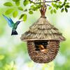 Сплетенное вручную соломенное гнездо для птиц, вылупление попугаев, разведение, травяная пещера, подвесной домик для птиц, клетка, укрытие для сада на открытом воздухе