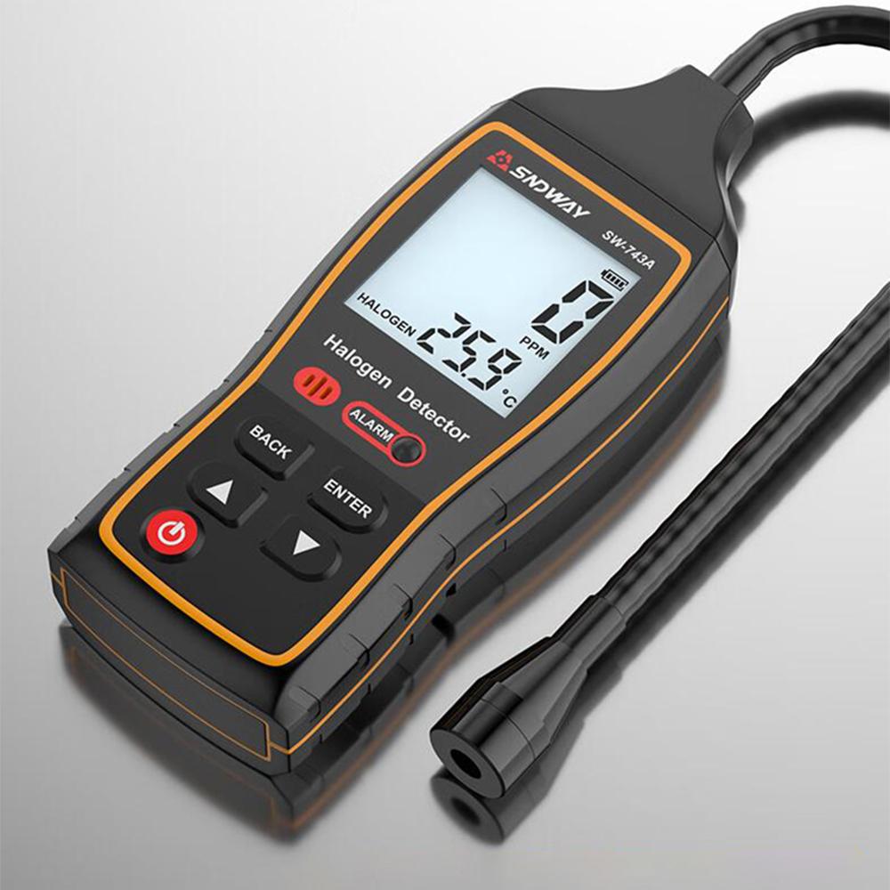 Электронный течеискатель хладагента для кондиционера 0-1000PPM, ЖК-дисплей и звуковой/световой/вибрационный сигнал, Детектор галогенных газов для обслуживания фреона