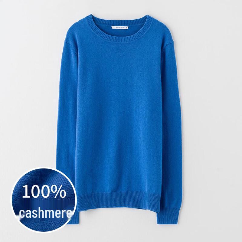 Men's Round Neck 100% Cashmere Long Sleeve Knit Sweater