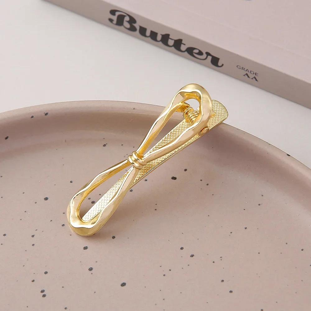 Изысканные Металлические Полые Заколки для Волос Золотого и Серебряного Цвета Сладкие Крутые Заколки для Челки Заколки-Уточки для Лба и Выбивающихся Волос Шпильки Стильные Головные Уборы