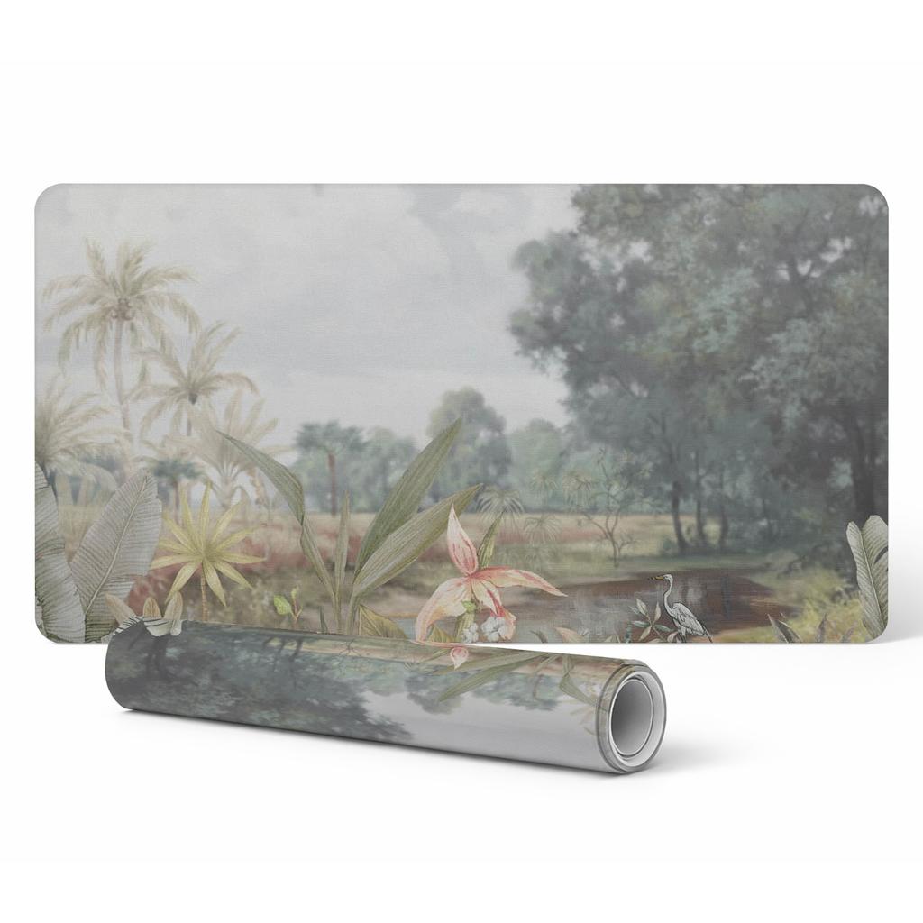 Vinyl Desk Mat with Stylish Tropical Landscape Print 100x50 cm