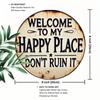Round Metal Sign Welcome To My Happy Place Durable Easy-Hang Decor for Bedroom Kitchen Dining Bar Unique Perfect Room Decor