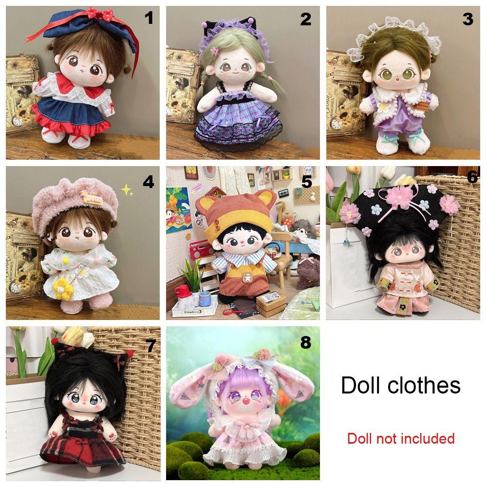20CM Doll Dress Suit Multicolor Doll Cap Dress Gift Miniature Clothes Cotton Stuffed Doll