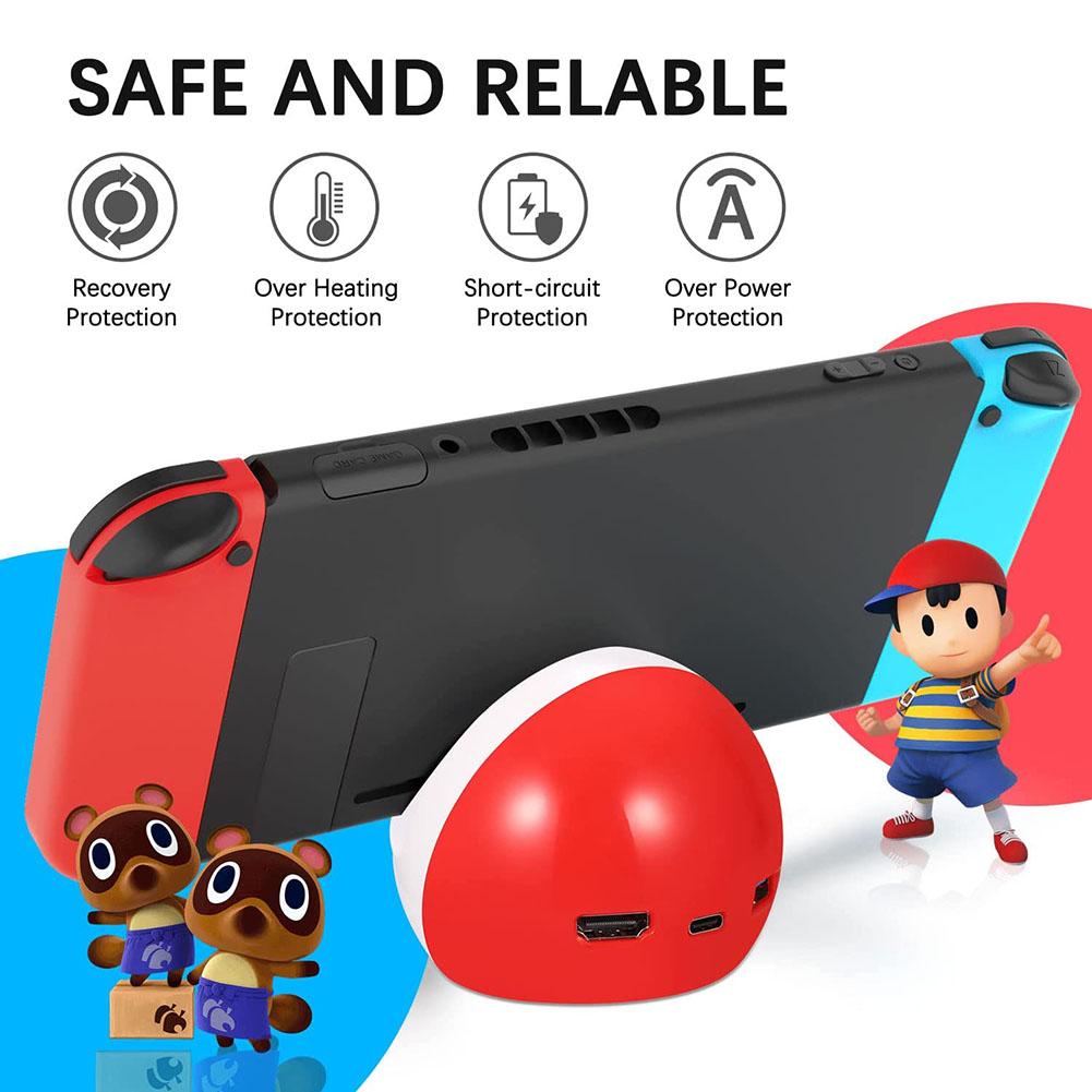 Док-станция для Nintendo Switch, портативный HDMI-совместимый адаптер, многофункциональная зарядная база, держатель-конвертер
