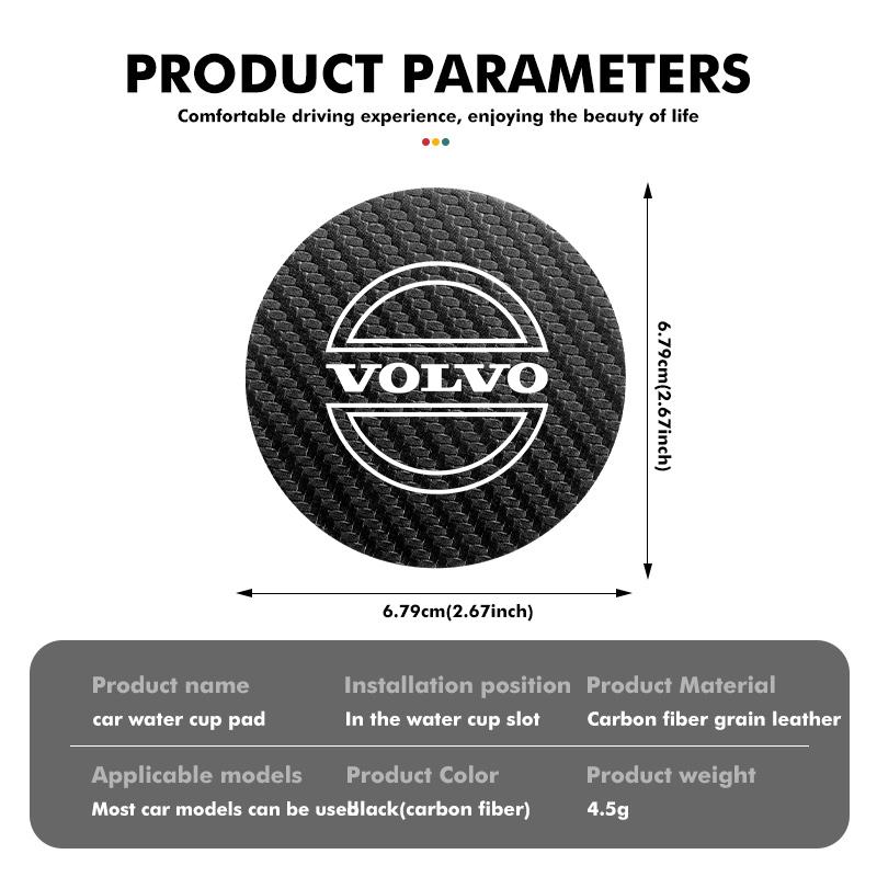2pcs Car Drink Bottle Hoder Mat Sift-proof Protector Pad For Volvo S60 S80 S90 C30 XC40 XC60 XC70 XC90 V40 V60 V90 T6