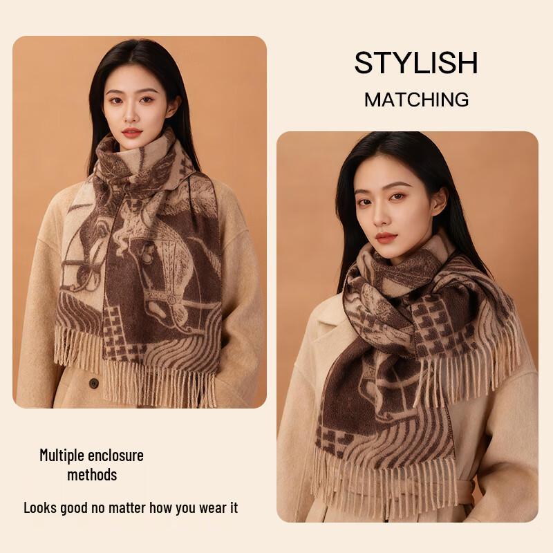 Hengyuanxiang Women's 100% Cashmere Jacquard Scarf