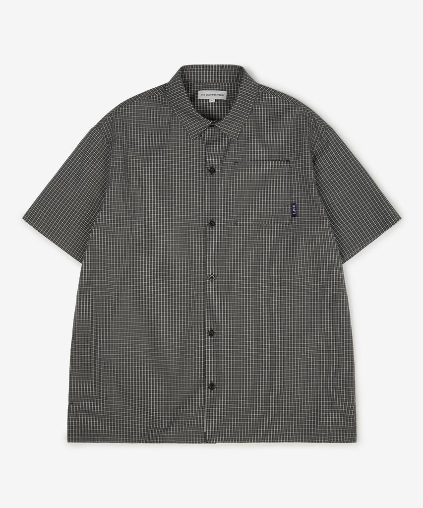 NOT ONLY FOR TODAY Check Pocket Short Sleeve Shirt [Black]