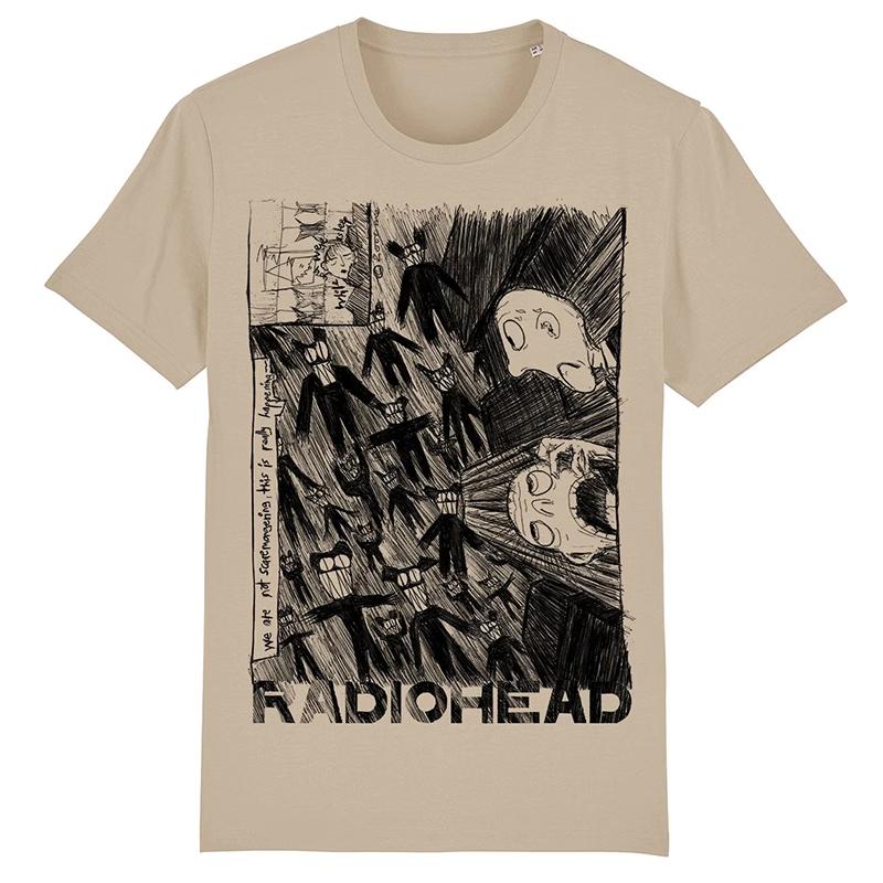 2025 Radiohead, американская ретро-классика. Футболка оверсайз с коротким рукавом от рок-панк-группы.