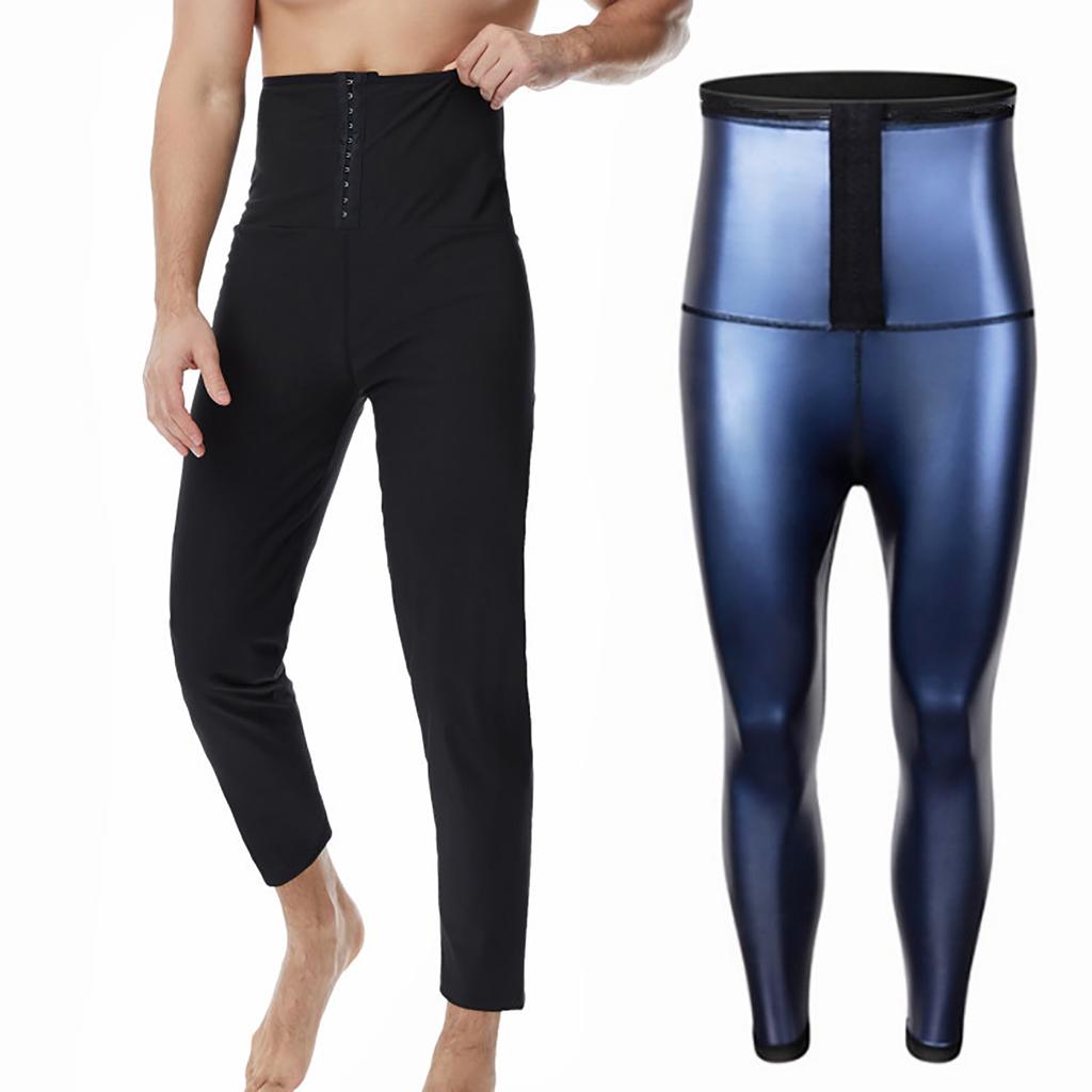 Мужские леггинсы с высокой талией для сауны и пота, компрессионные штаны с поясом для похудения, леггинсы для фитнеса и коррекции фигуры