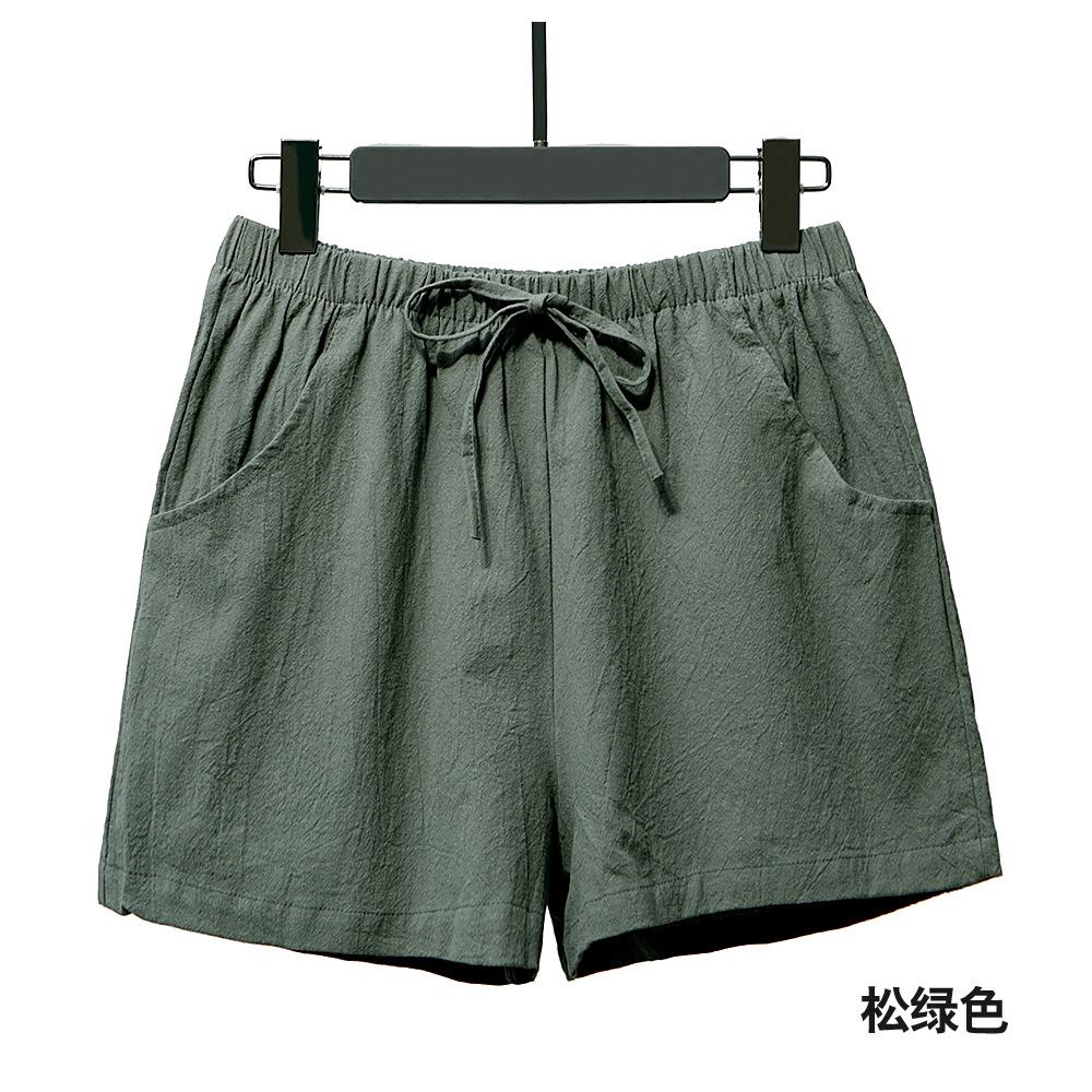 GMXIA Шорты из хлопка и конопли, женские, однотонные, льняные, с высокой талией, свободные, три точки, летние, узкие, повседневные брюки