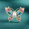 Элегантная эмалевая брошь-бабочка, Роскошная женская брошь с жемчугом в виде насекомого, Брошь с нишевым дизайнерским чувством