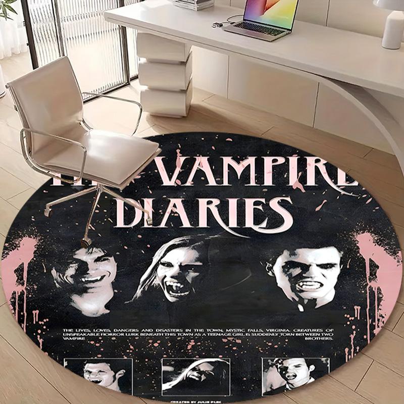 1pc The Vampire Diaries4 Design Printed Area Round Carpet for Bedroom Living Room Home Decor Rugs Mat Non Slip Mat Rug for Bedside