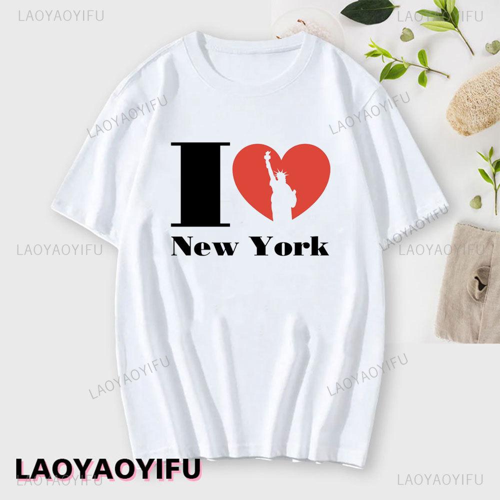 I Love New York Unisex's Cotton T Shirt NY Heart Souvenir Funny T Shirt Fashion Gift Comics Classic Apparel Streetwear Short-sleev Unisex