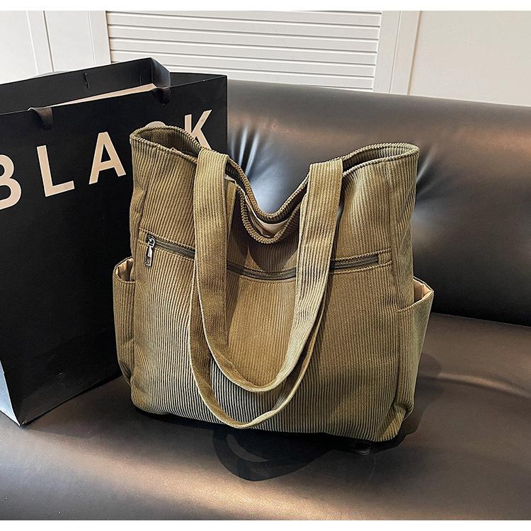 Вельветовая сумка женская большой вместимости новая летняя повседневная на плечо универсальная сумка-тоут для студентки