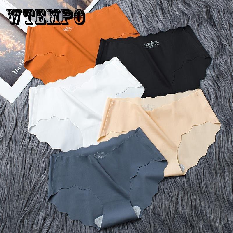 4Pcs/Set Ladies Large Size Casual Briefs Middle Waist Women's Panties Cotton Seamless Solid Color Underpants