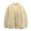80s Cable Long Sleeve Cardigan Ivory V-neck Knit Men's Used