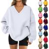 Women's Sweatshirt Sports Flannel  Sweatshirt Long Sleeve Top Casual V-Neck Sweatshirt