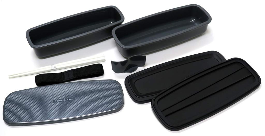 Ланч-бокс OSK для мужчин, двухъярусный ланч-бокс TSUMUGI Deux, поясная сумка, сделано в Японии, можно мыть в посудомоечной машине, 470 мл+420 мл [С палочками для еды/Включен ланч-бокс/С