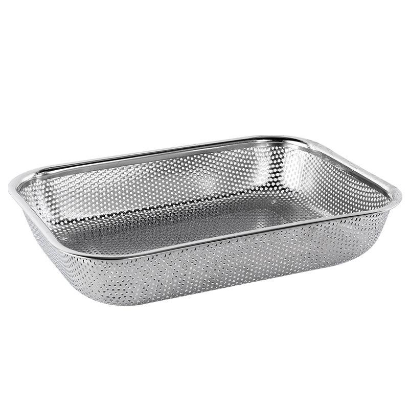 Stainless Steel Dense Hole Drain Basket Rice Sieve Fruit Vegetable Storage Basket Kitchen Mesh Sifter Strainer Cleaning Tools