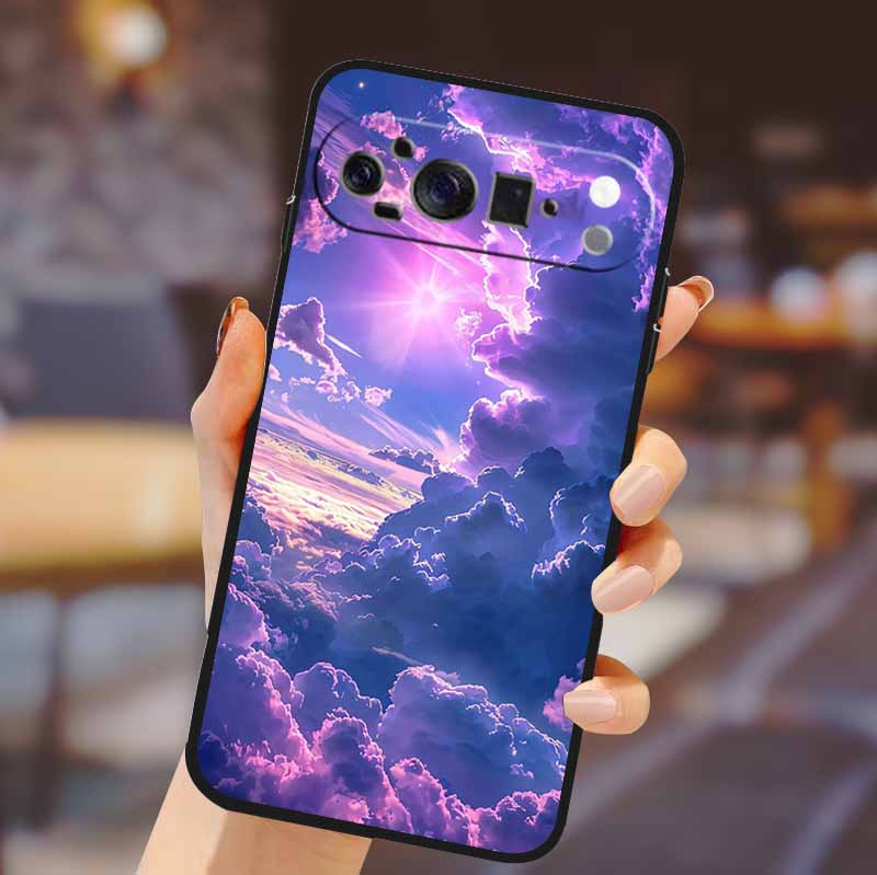 Для Google Pixel 10 Pro XL Чехол Силиконовый ТПУ Чехол для Телефона для Pixel10 Pro XL Цветы Подарок Пара Черный Задняя Сторона Мягкий Защитный Чехлы