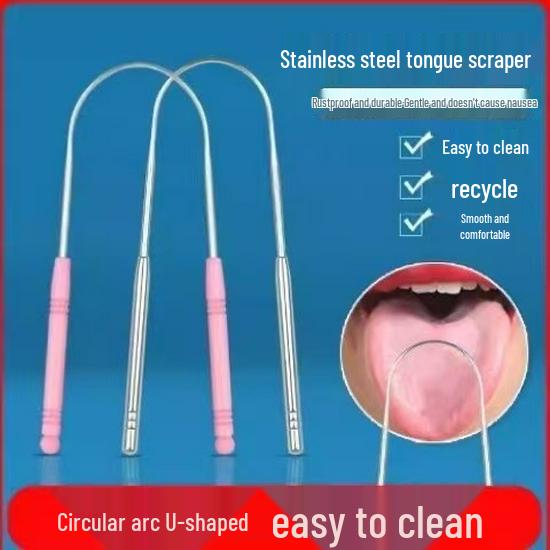 Stainless Steel U-shaped Tongue Scraper - Oral Cleaning Brush and Tongue Coating Cleaner