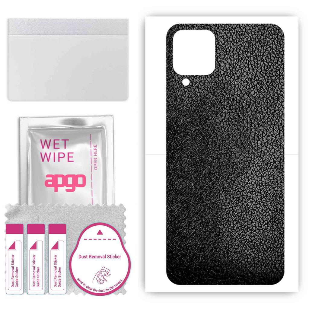 apgo Защитная наклейка для задней панели, совместимая с Samsung Galaxy A12 NACHO, пленка для обертывания, фольга, винил - узор из черной кожи