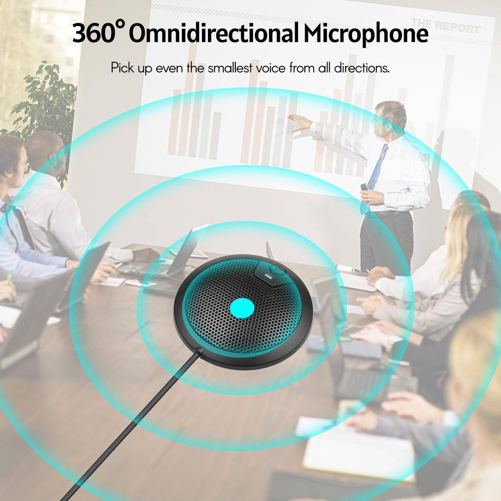 Настольный конденсаторный USB-микрофон Всенаправленный микрофон на 360 градусов с кабелем длиной 2 м, штекером типа C для