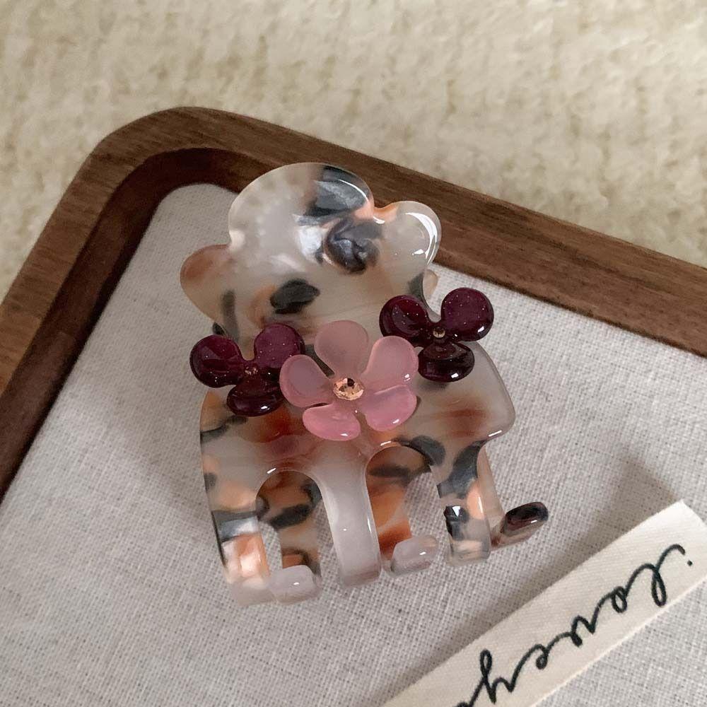Crystal Flower Hair Clip Acetic Acid Zircon Hairgrip Elegant Small Acetate Hair Claw Party