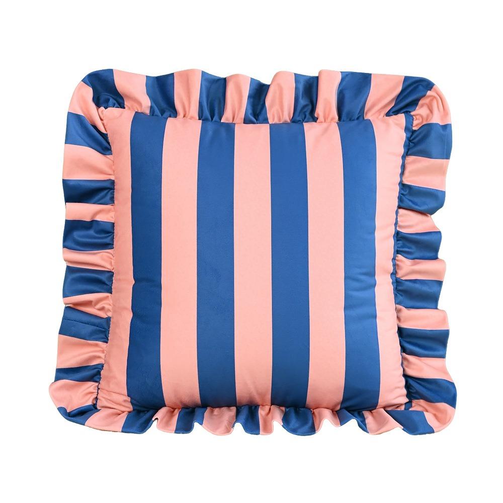 Striped Pillow Case Cover Lotus Leaf Skirt Edge Soft Pillowcase Home Decor Velvet Bedding Pillow Cover Bedroom Living Room