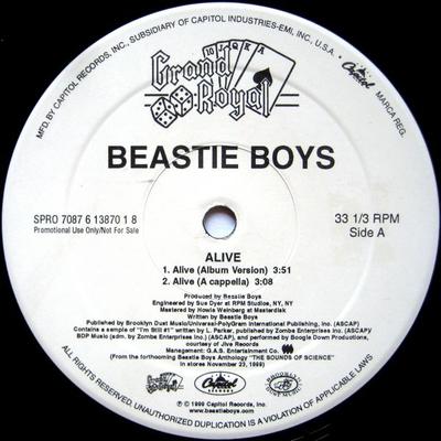 12-дюймовая пластинка BEASTIE BOYS Alive SPRO70876138701 Grand Royal 1999 US Rap HipHopRB Б/у