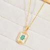 Emerald Square Necklace Female Court Vintage Premium Versatile Geometric Zircon Pendant
