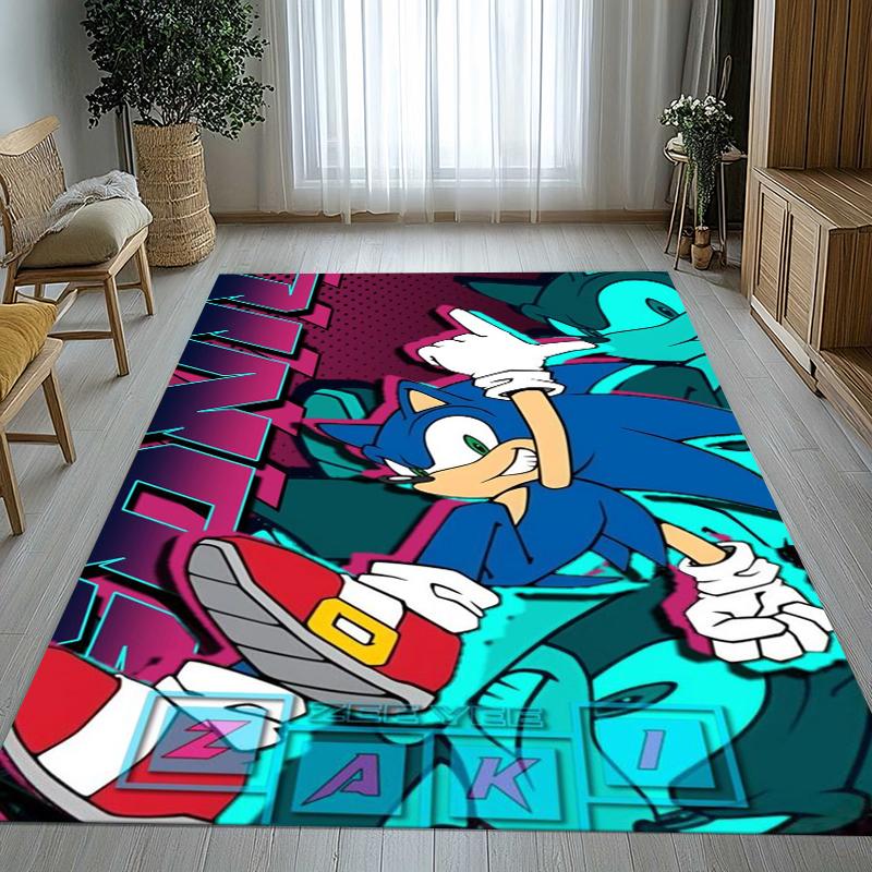 Retro S-Sonic Cartoon Games Living Room Non-Slip Area Rug Soft Carpet for Bedroom Kids Playroom Sofa,Home Decor Doormat Gift
