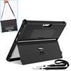 For Microsoft Surface Pro 9 Striped Hollow Tablet Case with Holder Cover and Shoulder Strap