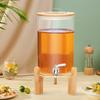 7.5L Glass Beverage Dispenser with Bamboo Stand, Cold & Hot Drink Dispenser Jar with Spigot, 2 Gallon Lemonade Water Dispenser