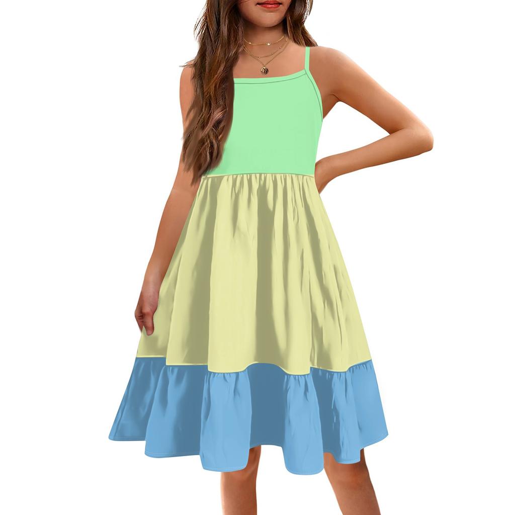The Summer Children Condole Printed Sleeveless Cute Princess Leisure Dresses Of The Girls