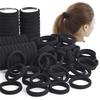 100/200pcs Black Large Hair Tie Rubber Bands Do Not Hurt Hair Good Elasticity Plush Hair Ring Hair Tie Head Rope Hair Accessories
