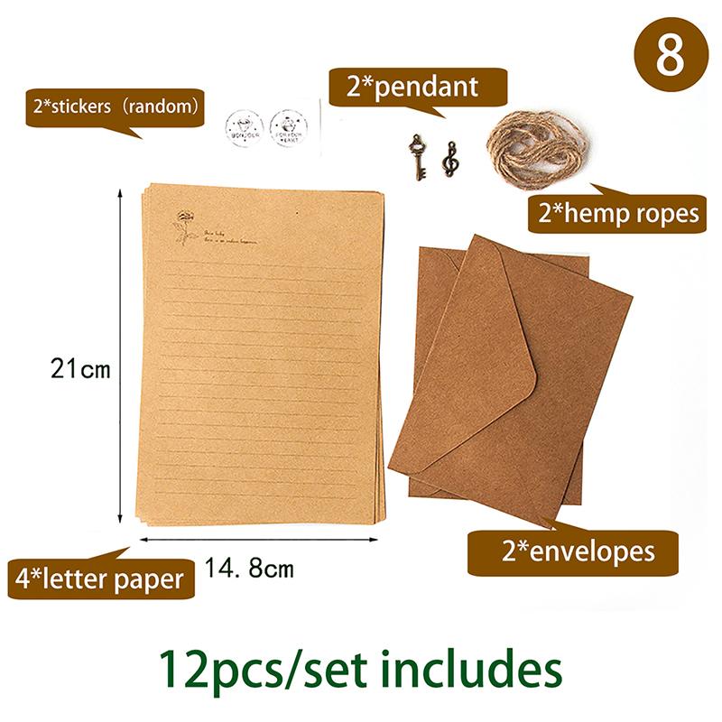 12 шт./компл. винтажные конверты из крафт-бумаги, набор бумаги для писем, блокнот для письма, приглашения