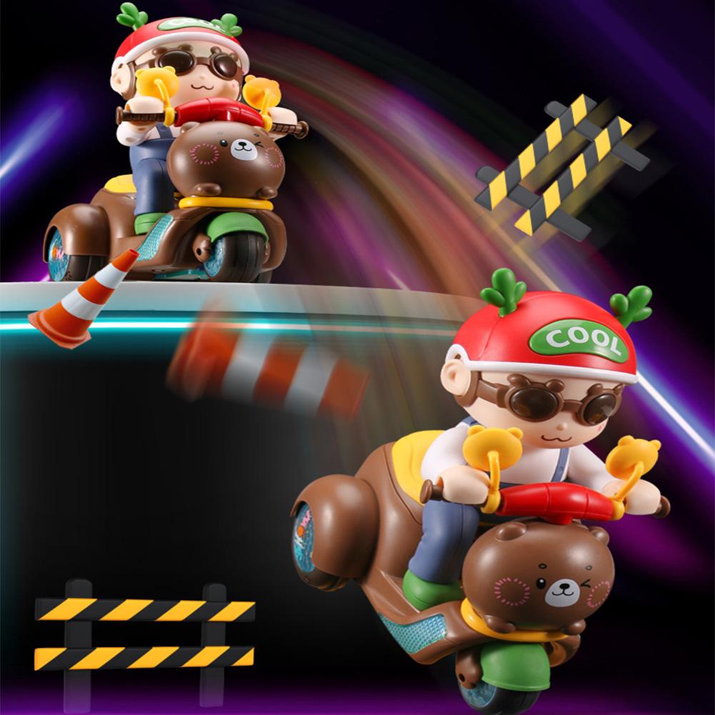 Мультяшный медведь, трюковой трехколесный велосипед, игрушка, вращающийся на 360° трюковой мотоцикл с музыкой, светом, танцующий электрический трехколесный велосипед, игрушки, подарки для детей