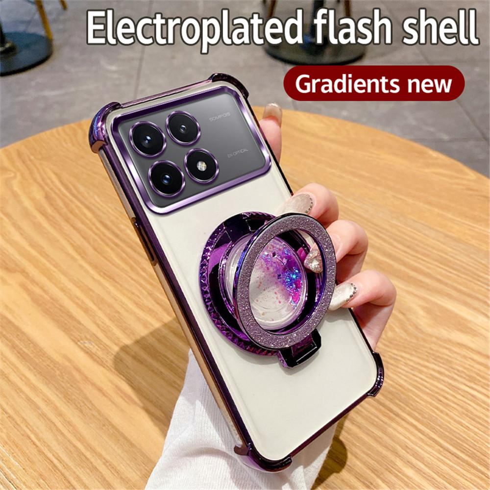 Чехол для телефона с подставкой-кольцом с блестками-зыбучим песком для Xiaomi Poco X6 Pro 5G X6 X3 NFC M6 Pro C65 12T 13T Pro Мягкий силиконовый противоударный чехол