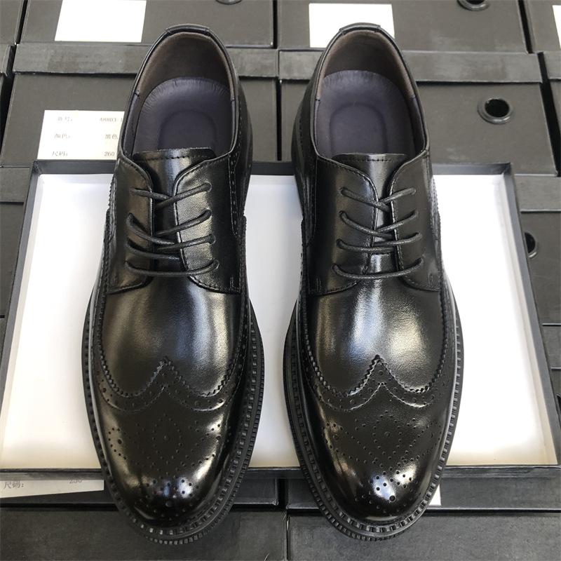 Мягкая подошва Мягкая поверхность Brock Резные кожаные туфли Мужские деловые рабочие туфли для костюма Мужские кожаные туфли Свадебные туфли для жениха