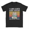 I Like Cats And Coffee T Shirt Men 100% Cotton Casual T-Shirts Round Neck Tees Short Sleeve Clothes New Arrival