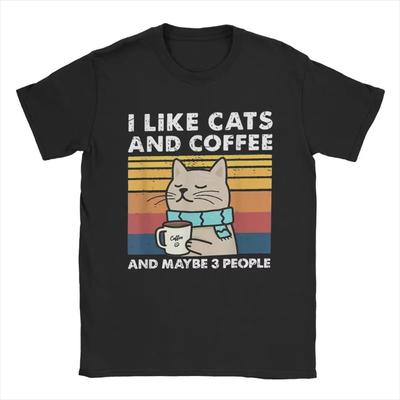 Футболка I Like Cats And Coffee для мужчин, 100% хлопок, повседневные футболки с круглым вырезом, футболки с коротким рукавом, новое поступление