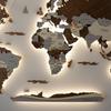 Wooden World Map Illuminated with LED 3D Pattern XVIII Borders + Names of Countries, Capitals and States 256X160