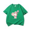 Kids Cotton T Shirt Charming Mouse With Pink Tulip Flower Print Crew Neck Short Sleeve Tee Casual Boys Girls Summer Tops