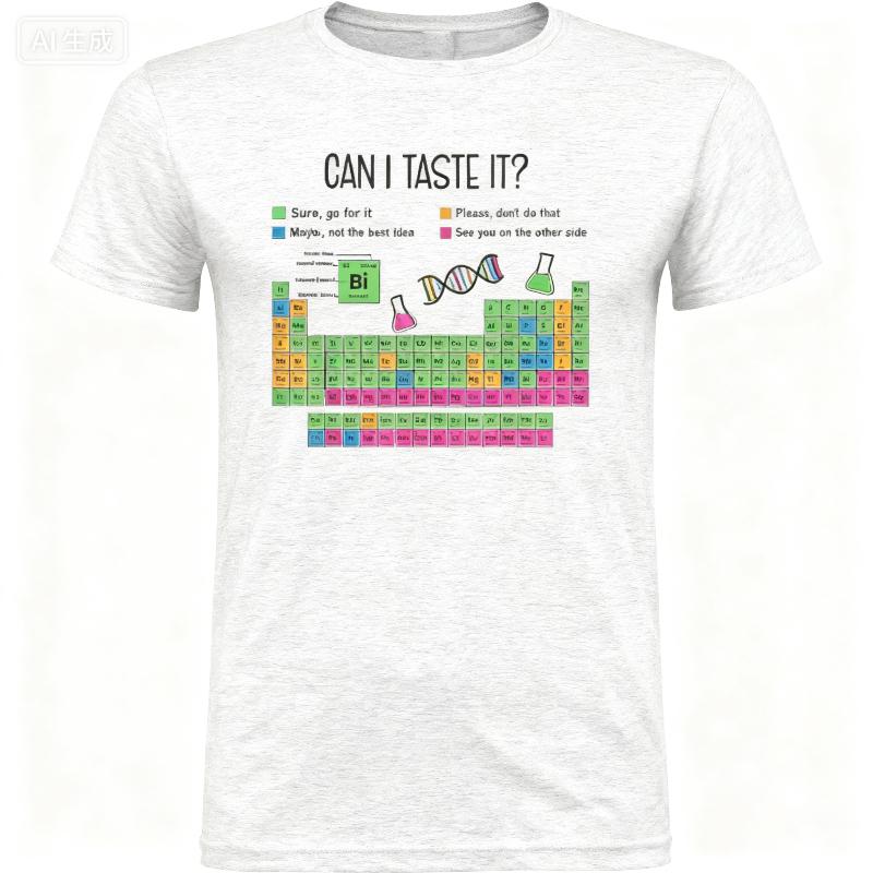 2025 Summer Can I Lick It Periodic Table Chart Science Teacher Cool Funny Meme 100 Pure Cotton Printed Tshirt for Men Tops Y2k